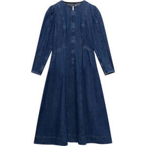 Mint Velvet Indigo Puff Sleeve Denim Midi Dress